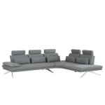 Canap� grand angle fernie double profondeur retour droit t�ti�res tissu gris 305 x 240 cm