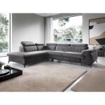 Canapé grand angle gauche convertible en velours gris anthracite samara de pascal morabito Canapé grand angle gauche convertible en velours gris anthracite samara de pascal morabito
