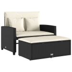 Canap� de jardin avec coussins 2 places noir r�sine tress�e noir 100x120 cm