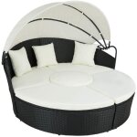 Grand canap de jardin 180cm banquette chaise longue bain de soleil en aluminium rsine tresse toit ...