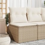 Canapé de jardin - non spécifié - beige - 3 places - résine tressée - housse amovible Canapé de jardin - non spécifié - beige - 3 places - résine tressée - housse amovible