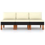 Canap de jardin - vidaxl - 3 places - bois deucalyptus - rsine tresse - confort moelleux