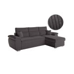 Canap� dangle 4 places komeco reversible convertible avec coffre en velours c�tel� - gris - l265 x p166 ...