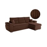 Canapé komeco dangle reversible convertible avec coffre et têtières en velours côtelé - marron Canapé komeco dangle reversible convertible avec coffre et têtières en velours côtelé - marron