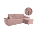 Canap komeco dangle reversible convertible avec coffre et ttires en velours ctel - rose