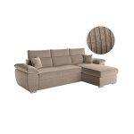 Canap� dangle 4 places komeco reversible convertible avec coffre en velours c�tel� - taupe - l265 x p166 ...