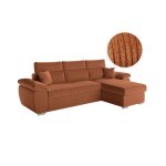 Canap� dangle 4 places komeco reversible convertible avec coffre en velours c�tel� - terracotta - l265 ...