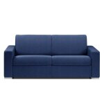 Canap lit 2 - 3 places dreamer convertible express 120cm matelas 16 cm tissu tweed luna bleu marine