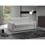 Canap� lit 2 - 3 places master convertible express 120 cm cuir blanc matelas 18 cm inclus
