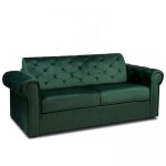 Canap� lit 3 - 4 places chesterfield convertible express 160 cm matelas 18 cm velours vert