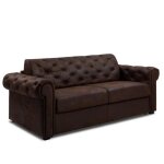 Canap� lit 3 places maxi chesterfield convertible express 160cm sommier lattes microfibre vintage