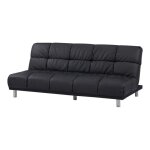 Canap - lit clic - clac pour couchage d?appoint taille 120 x 191 cm en finition pu noir et pieds chrome ...