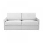 Canap� lit 3 places sun convertible express 140cm cuir vachette blanc cass� matelas �paisseur 16cm