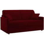 Canap� lit 3 places sun convertible express 140cm microfibre bordeaux matelas �paisseur 16cm bordeaux ...