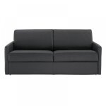 Canap� lit 3 places sun convertible express 140cm polyur�thane noir matelas �paisseur 16cm noir cuir ...
