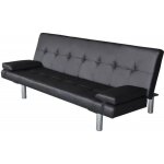 Canap lit convertible  2 places 168x77x(615 - 64 - 66)cm - canap avec deux oreillers - noir i1