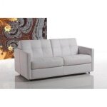 Canap� lit convertible cube express 120x197cm cuir vachette blanc matelas 16cm excellence literie