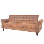 Canapé - lit convertible ovonni - daim synthétique marron - 3 places - moelleux - 196x85x82cm Canapé - lit convertible ovonni - daim synthétique marron - 3 places - moelleux - 196x85x82cm