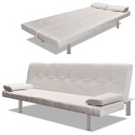 Canapé - lit convertible vidaxl en cuir synthétique blanc cassé avec 2 oreillers - contemporain et confortable ... Canapé - lit convertible vidaxl en cuir synthétique blanc cassé avec 2 oreillers - contemporain et confortable ...