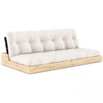 Canap� lit futon base naturel couchage 130cm dossiers noirs coffres