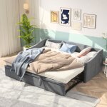 Canapé lit - pergar - lit gigogne 90 - 180x200 - velours gris - 2 places - rembourré Canapé lit - pergar - lit gigogne 90 - 180x200 - velours gris - 2 places - rembourré