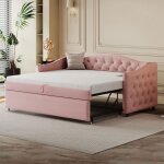 Canapé - lit gigogne 90×200 cm - okwish - cadre de lit avec port usb décoration de boutons et sommier ... Canapé - lit gigogne 90×200 cm - okwish - cadre de lit avec port usb décoration de boutons et sommier ...