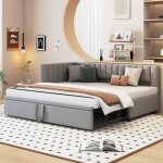 Canapé - lit gigogne - redom - 90 / 180x200cm - tissu velours gris - 2 / 3 places - multifonctionnel Canapé - lit gigogne - redom - 90 / 180x200cm - tissu velours gris - 2 / 3 places - multifonctionnel