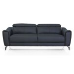 Canapé - la maison du canapé - krys - 3 places - cuir - angle droit - noir Canapé - la maison du canapé - krys - 3 places - cuir - angle droit - noir