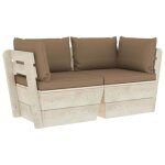 Canap palette  2 places de jardin vidaxl - bois dpica - taupe - naturel - rectangulaire