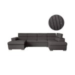 Canap� panoramique 6 places paola convertible avec 2 coffres en velours c�tel� - gris - l3205 x p188 ...