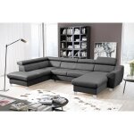 Canap panoramique dangle convertible en cuir italien de luxe - 7 / 8 places - mridienne  droite (vu ...