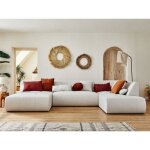 Onyx - canapé panoramique dangle droit 7 places - en tissu - beige Onyx - canapé panoramique dangle droit 7 places - en tissu - beige
