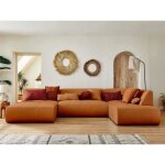 Onyx - canap panoramique dangle droit 7 places - en tissu - rouille