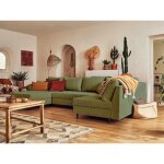 Rune - canap� panoramique dangle droit - 7 places - en velours c�tel� - vert