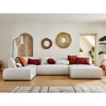 Onyx - canap panoramique dangle gauche 7 places - en tissu - beige