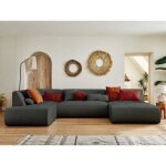 Onyx - canap panoramique dangle gauche 7 places - en tissu - gris fonc