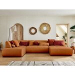 Onyx - canap panoramique dangle gauche 7 places - en tissu - rouille