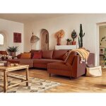 Rune - canap� panoramique dangle droit - 7 places - en velours c�tel� - terracotta