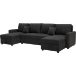 Canap� panoramique convertible avec coffres de rangement antoine - 5 places - gris fonc�