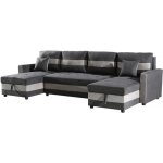 Canap� panoramique convertible avec coffres de rangement antoine - 5 places - gris fonc� / gris clair ...