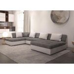 Canap� panoramique convertible en u otia angle gauche gris blanc