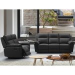 Canaps 3 places et 2 places relax en cuir de buffle pakita - noir