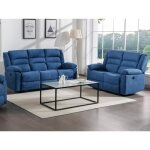 Canap� 3 places et 2 places relax �lectrique en tissu bleu burolo