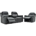 Canapé 3 places et un fauteuil relax evasion en cuir - gris Canapé 3 places et un fauteuil relax evasion en cuir - gris