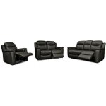 Canaps 3 places 2 places et un fauteuil relax evasion en cuir - noir