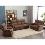 Canapés 3 places 2 places et un fauteuil relax en tissu tolzano - marron Canapés 3 places 2 places et un fauteuil relax en tissu tolzano - marron