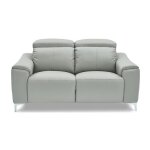 Canap relaxation lectrique 2 places en cuir bianca - gris clair gris perle