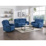 Canap� 3 places 2 places et fauteuil relax �lectrique en tissu bleu burolo