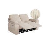 Canap de relaxation lectrique ross 2 places en velours ctel - beige