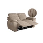 Canap de relaxation lectrique ross 2 places en velours ctel - taupe